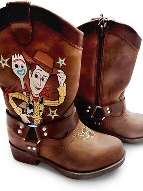Disney Brown Kids Cowboy Boots with Woody & Forky Graphic
